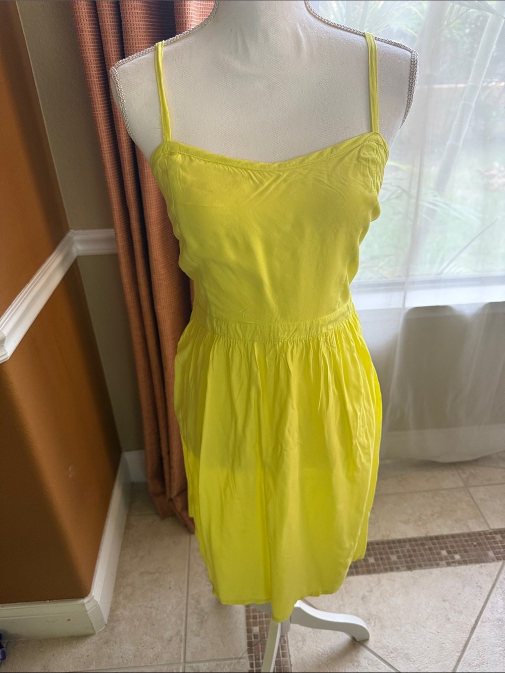 Old Navy Neon Yellow Spaghetti Strap Mini Dress